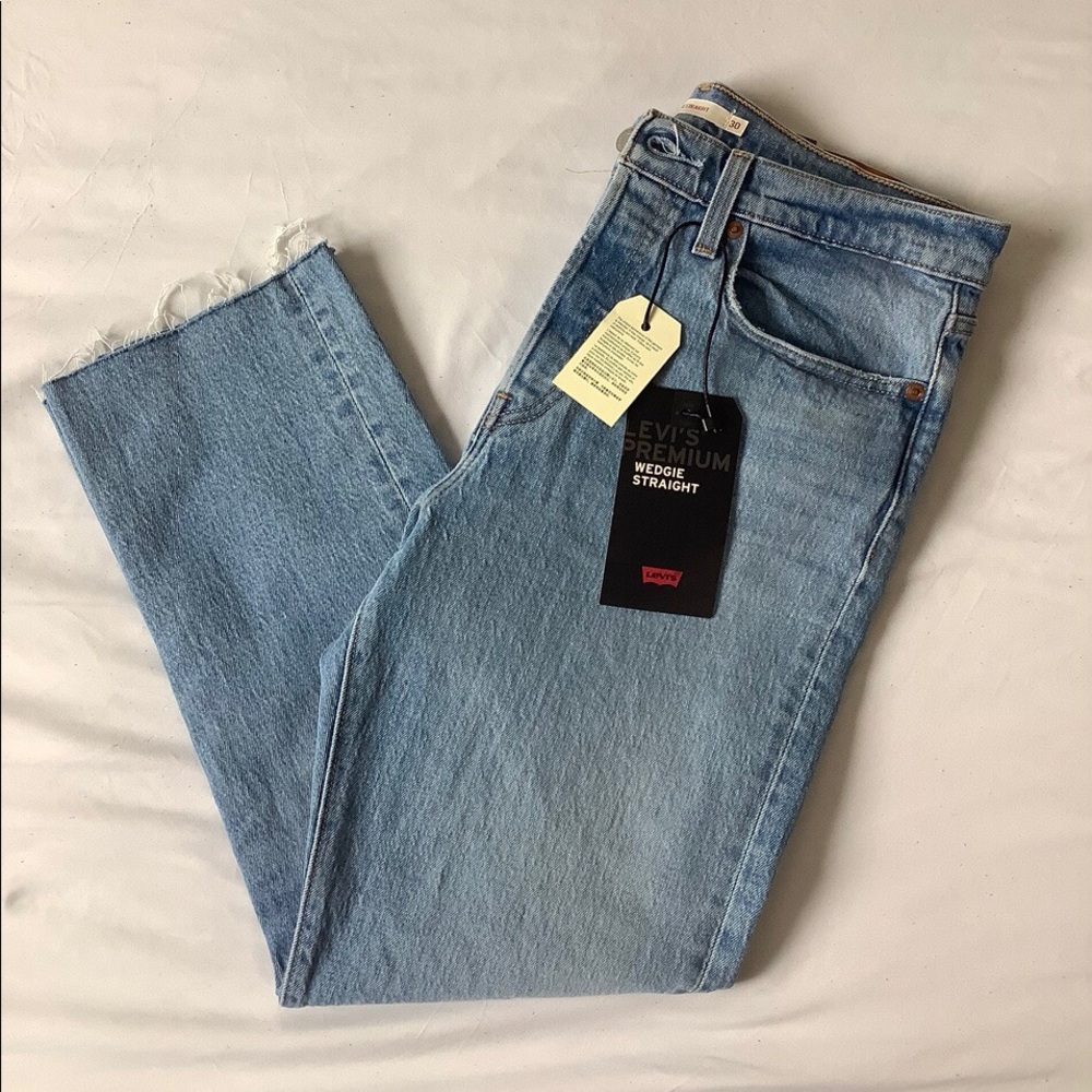 levis wedgie straight high rise blue jeans 30 x 26 - Picture 3 of 4